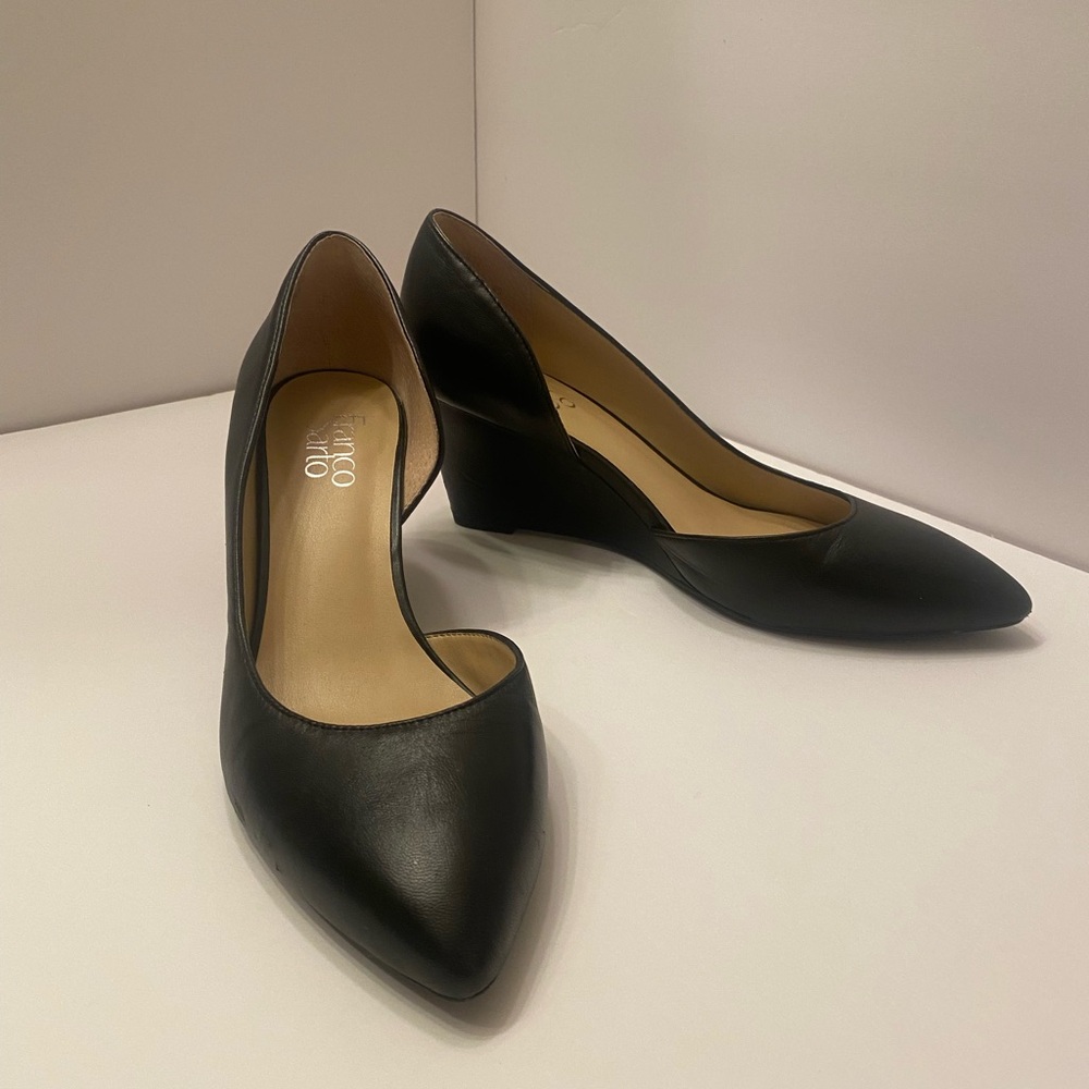 Franco Sarto Black Leather Upper Wedge Heel Women’s size 9.5, Black support Heel - Picture 3 of 14
